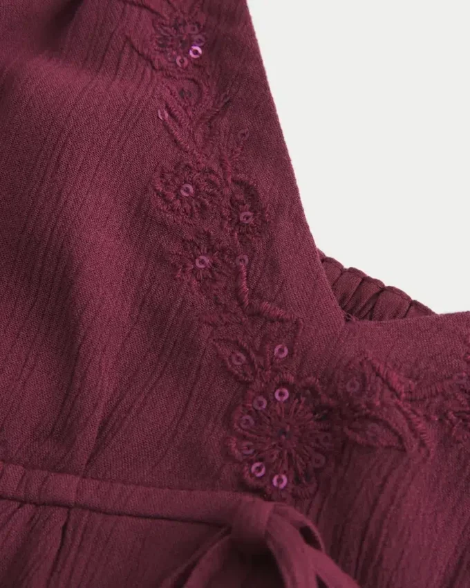 Top babydoll arrugado brillante