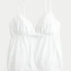 Top babydoll con bordado brillante