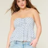 Top babydoll con cuello halter y volantes