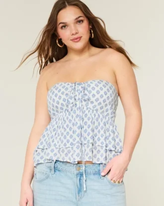 Top babydoll con cuello halter y volantes