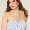 Top babydoll con cuello halter y volantes