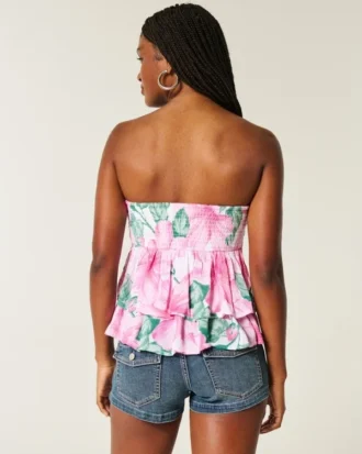 Top babydoll con cuello halter y volantes
