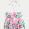 Top babydoll con cuello halter y volantes