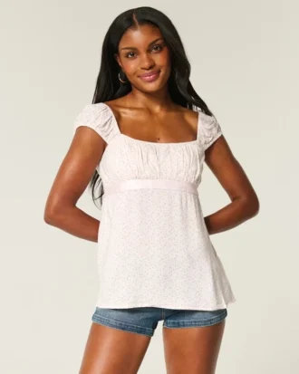 Top babydoll con lazo de satén