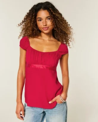 Top babydoll con lazo de satén