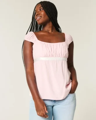 Top babydoll con lazo de satén