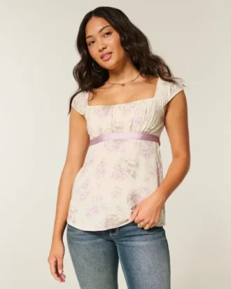 Top babydoll con lazo de satén