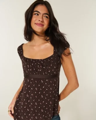 Top babydoll con lazo de satén