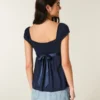 Top babydoll con lazo de satén