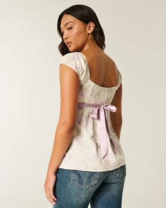 Top babydoll con lazo de satén