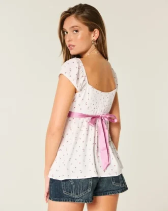 Top babydoll con lazo de satén