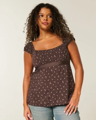 Top babydoll con lazo de satén