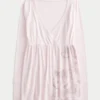 Top babydoll de manga larga con estampado floral