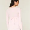 Top babydoll de manga larga con ribete de encaje fácil