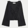 Top babydoll de manga larga con volantes