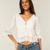 Top babydoll de manga tres cuartos