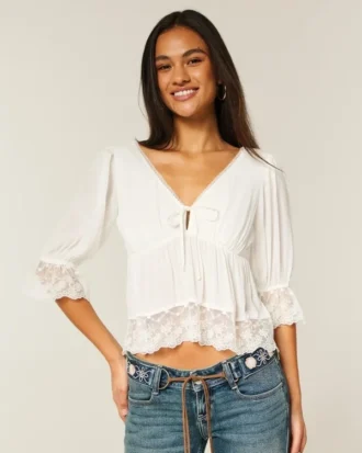 Top babydoll de manga tres cuartos