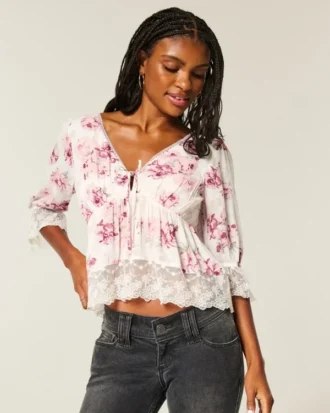 Top babydoll de manga tres cuartos