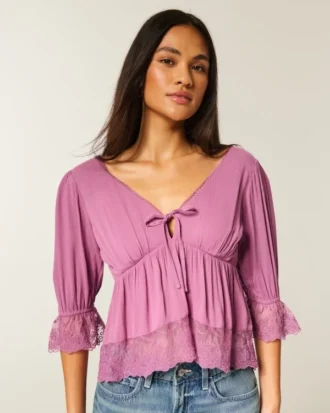 Top babydoll de manga tres cuartos