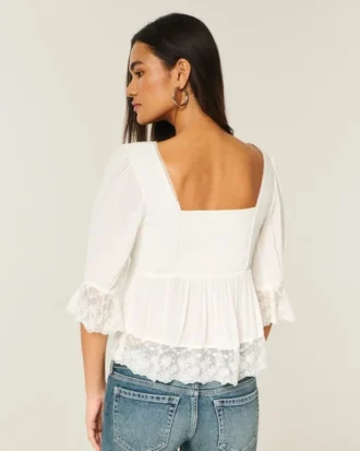 Top babydoll de manga tres cuartos
