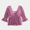 Top babydoll de manga tres cuartos