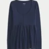 Top babydoll Henley con lazo en la espalda