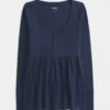 Top babydoll Henley con lazo en la espalda