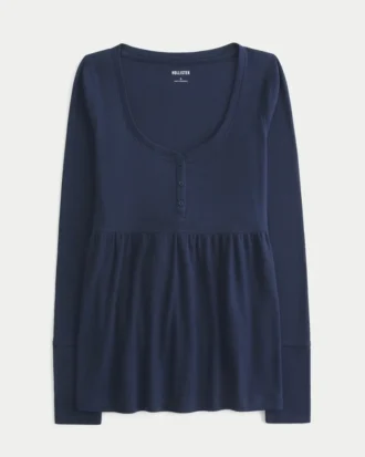 Top babydoll Henley con lazo en la espalda