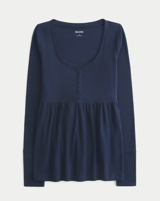 Top babydoll Henley con lazo en la espalda