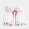 Top babydoll sin tirantes con bordado