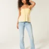Top babydoll sin tirantes de croché mixto