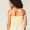 Top babydoll sin tirantes de croché mixto