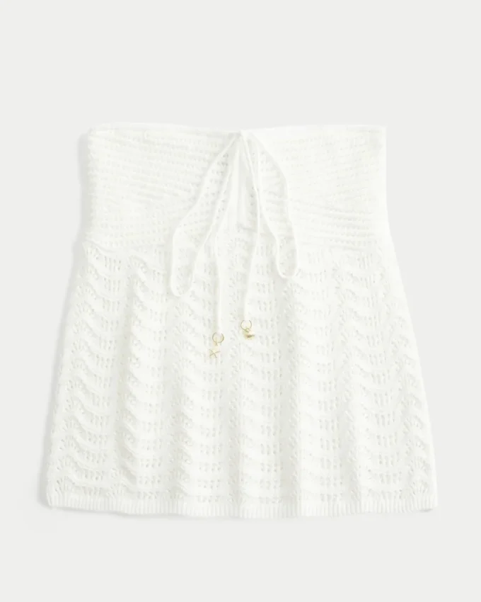 Top babydoll sin tirantes estilo crochet