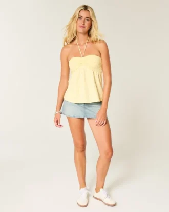 Top babydoll sin tirantes y ajustado