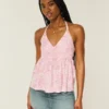 Top babydoll tejido con cuello halter