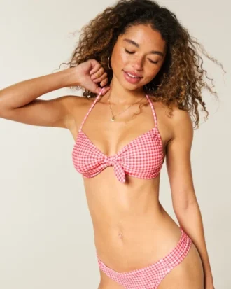 Top de bikini bandeau con lazo delantero