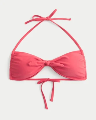 Top de bikini bandeau con lazo delantero