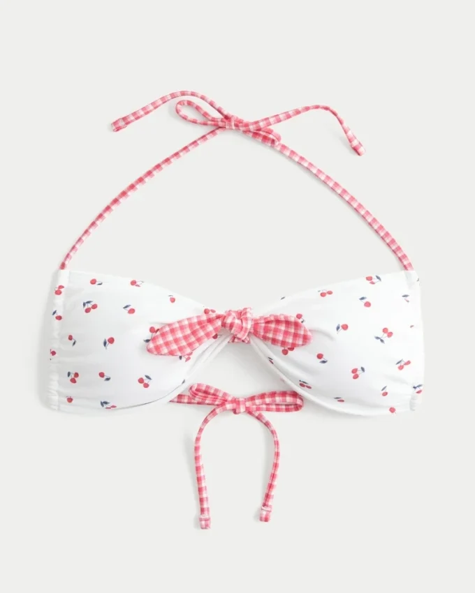 Top de bikini bandeau con lazo delantero Top de bikini bandeau con lazo delantero