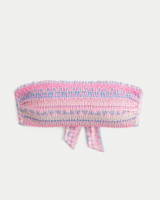 Top de bikini bandeau fruncido