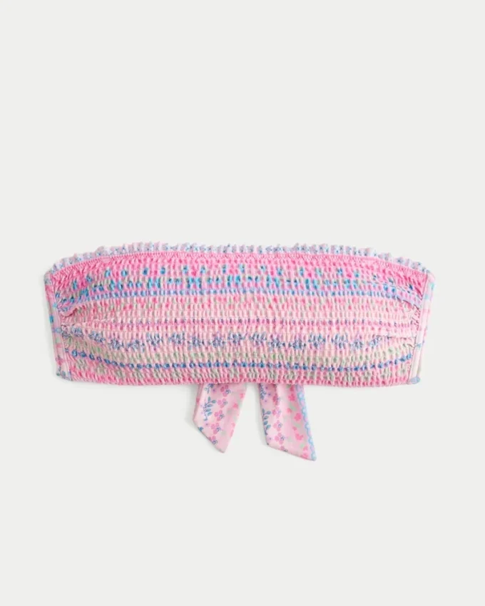Top de bikini bandeau fruncido