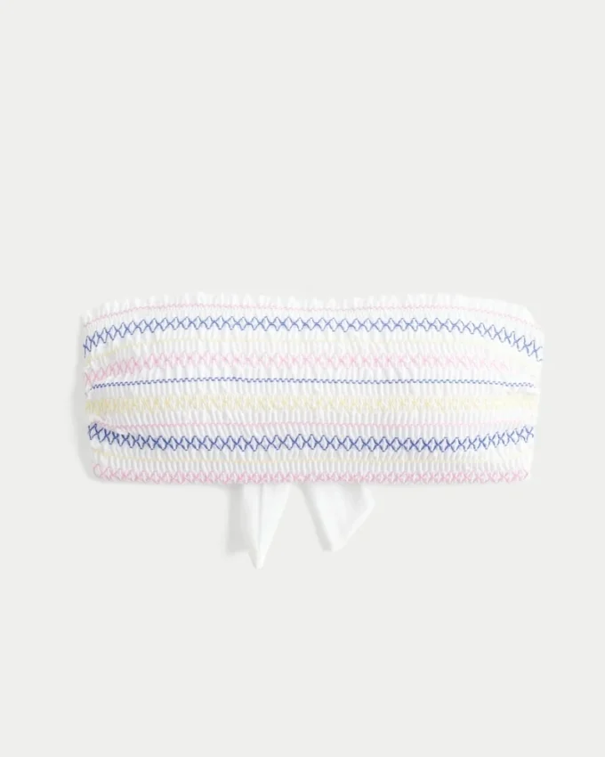 Top de bikini bandeau fruncido