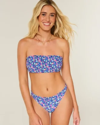 Top de bikini bandeau fruncido