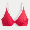 Top de bikini con aros, ribeteado y escote alto