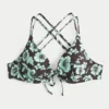 Top de bikini con aros, tirantes cruzados en la espalda y estampado floral