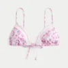 Top de bikini triangular con bordes con volantes