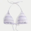 Top de bikini triangular con escote halter y fruncido
