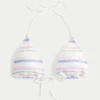 Top de bikini triangular con escote halter y fruncido