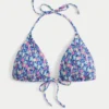 Top de bikini triangular con escote halter y fruncido