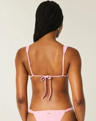 Top de bikini triangular con hombros descubiertos y fruncido