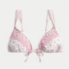 Top de bikini triangular con hombros descubiertos y fruncido